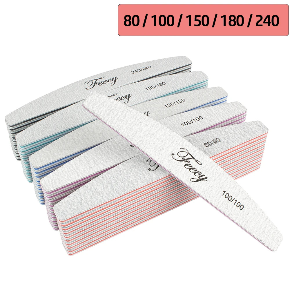 80/100/150/180/240 grit arquivos de unhas buffer placa de esmeralda lixa para manicure forte grosso lixar meia lua lima ferramentas de arquivo de unhas