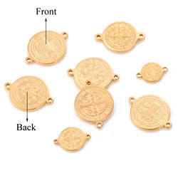 10Pcs Stainless Steel Religious Jesus 1/2/3 Holes Coin Tag Connector Charms Christian Pendant Necklace DIY Jewelry Makings Craft