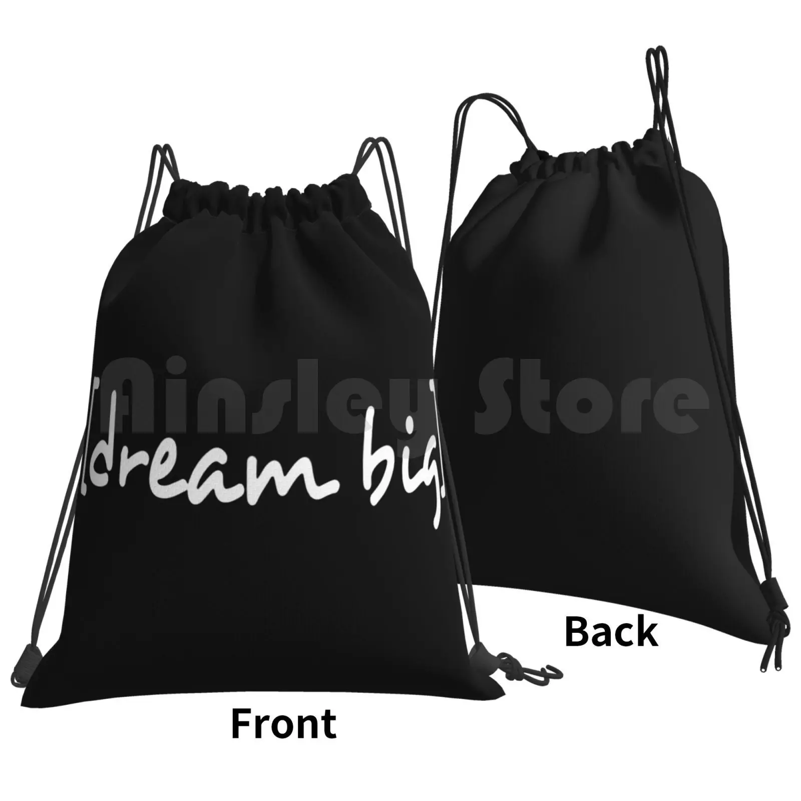 Dream Big Text Backpack Drawstring Bag Riding Climbing Gym Bag Motivation Funny Text Black And White Message Quote Saying