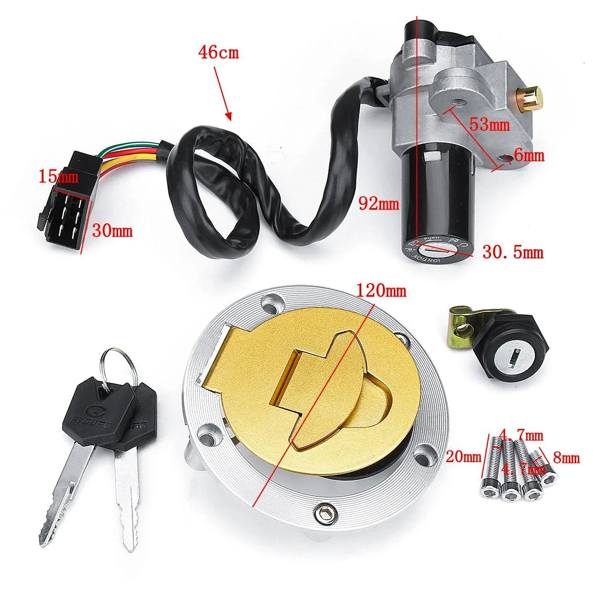 Ignition Switch Lock Gas Fuel Tank Cap Cover Set Fit for Ducati ST2 1998 - 2003 ST4 2000 - 2002 Cagiva mito125