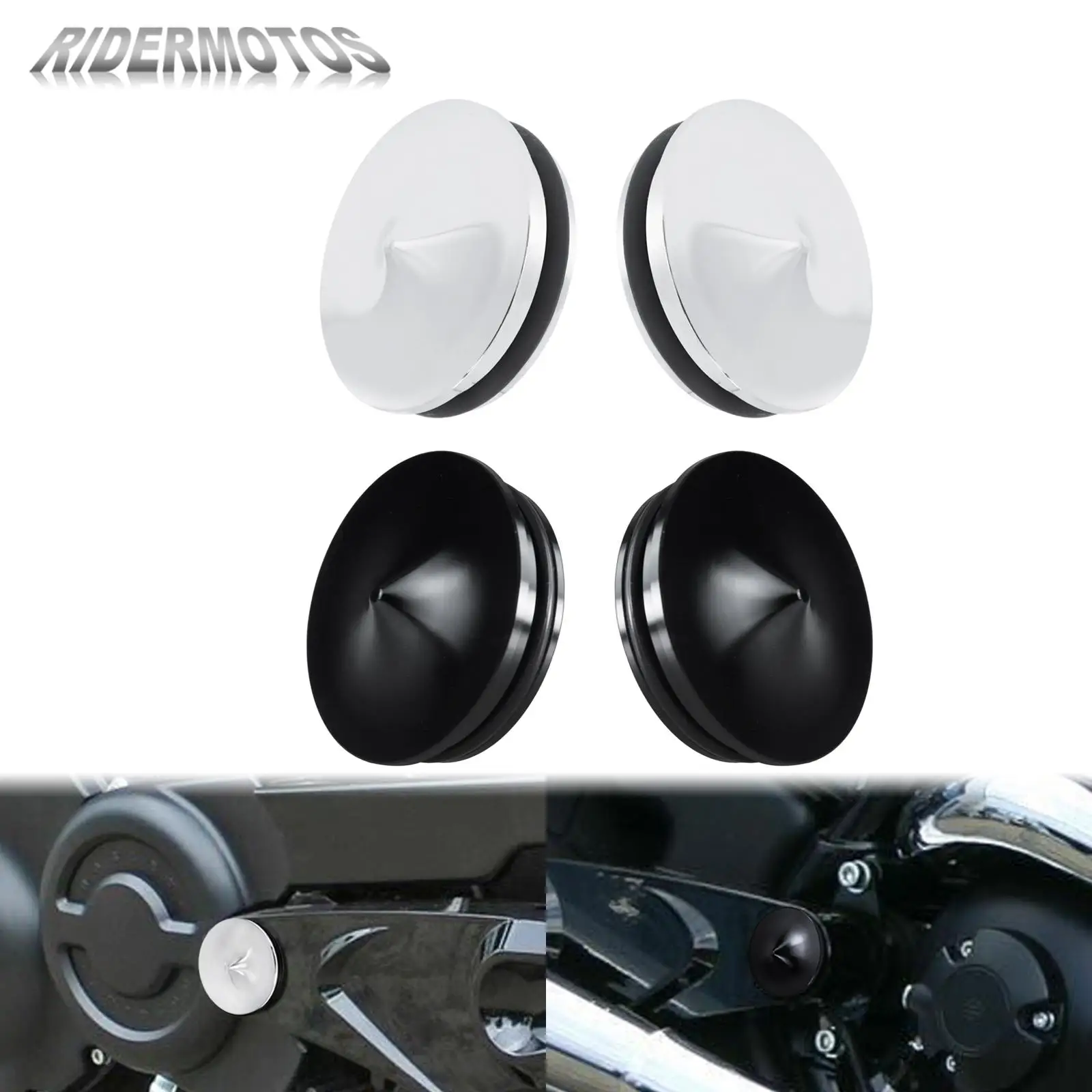 Motorcycle 2PCS Swingarm Caps Cover Bolts Black/Chrome For Harley Night Rod Special VRSCDX V-Rod Muscle VRSCAW VRSCR XG750A