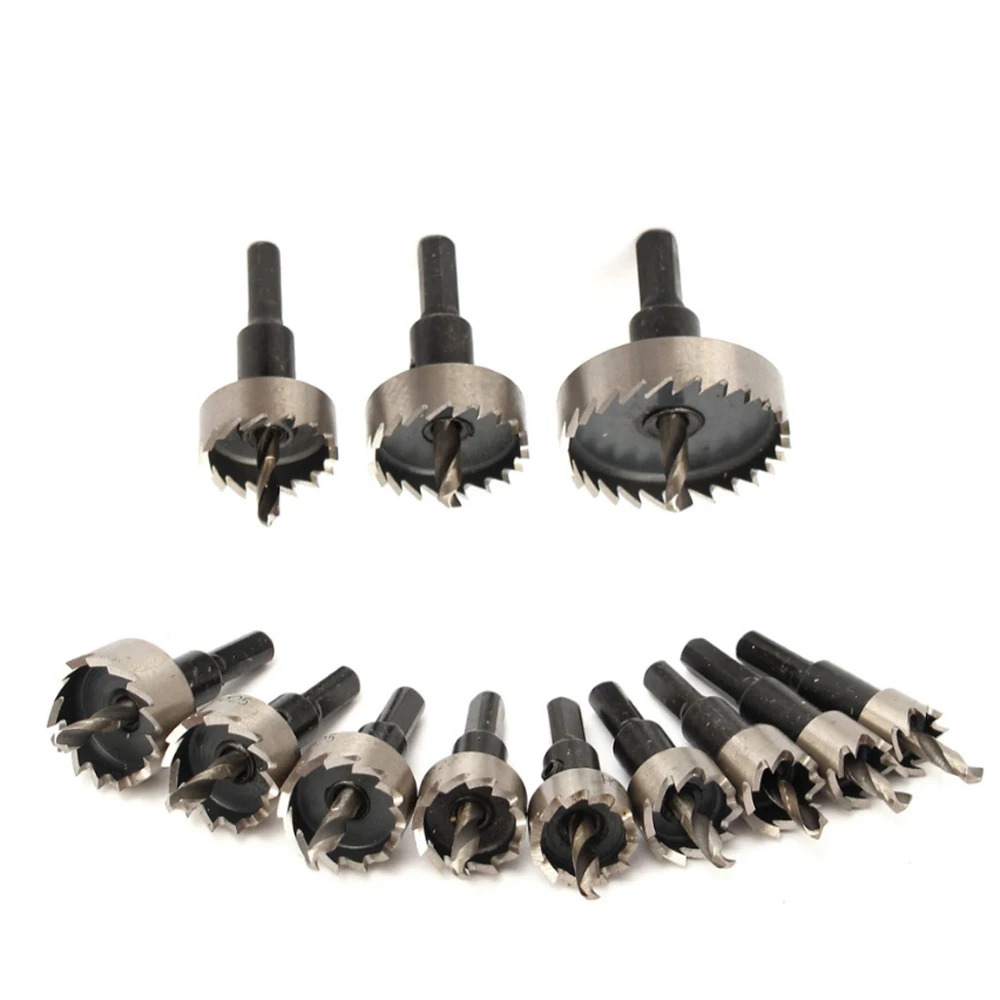 13/12pcs 15-50mm HSS Drill Bit Set Holesaw Hole Saw Cutter Drilling Kit Hand Tool for Wood Stainless Steel Metal Alloy Cutting