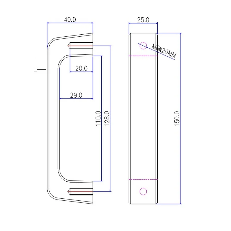 Gold 150X25mm Amplifier Chassis Handle DIY Anodized Aluminum Case Enclosure Small Size Handles 150mm