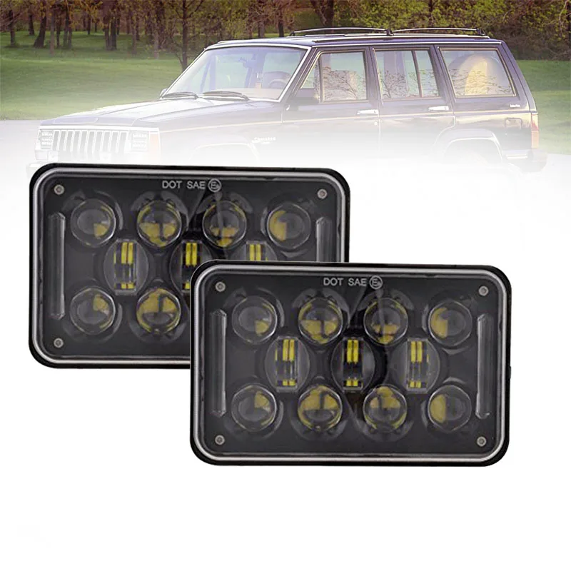 

2pcs 4x6 Inch LED Headlights 60W Rectangular Headlamp For Peterbilt Kenworth Freightinger Ford Probe Chevrolet Truck