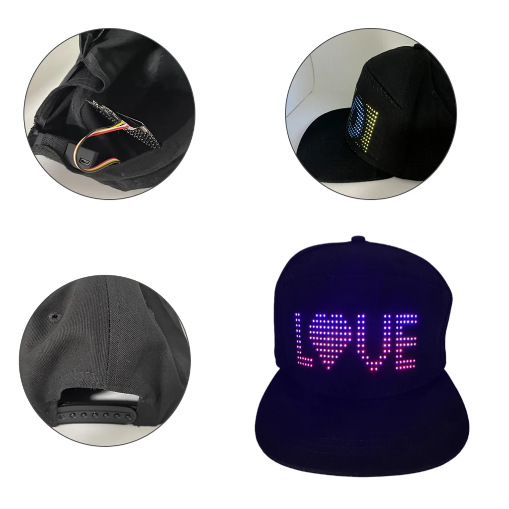 Fashion Luminous Flash LED Display Cap Changeable Hat for Hip-hop Club