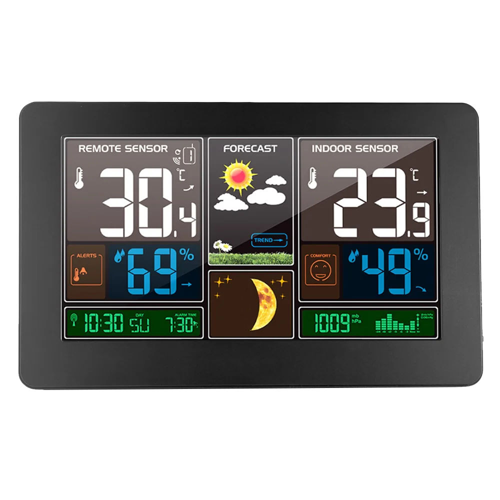 Stazione meteorologica Wireless Indoor Outdoor sveglia digitale orologio da parete orologio barometro termometro igrometro 3 strumenti di