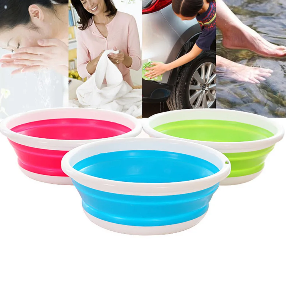 25*11cm Portable Fishing Folding Bucket Foldable Basin Outdoor Folding Bucket Promotion Camping Car Wash Bucket Silicone Barrels