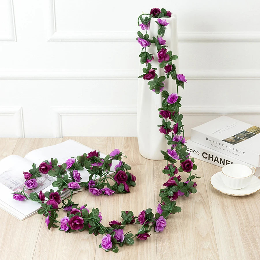250CM Kunstmatige Roze Bloemen voor Bruiloft Thuis Kamer Decoratie Lente Herfst Tuin Boog Kerst Rotan DIY Nep Planten Wijnstok