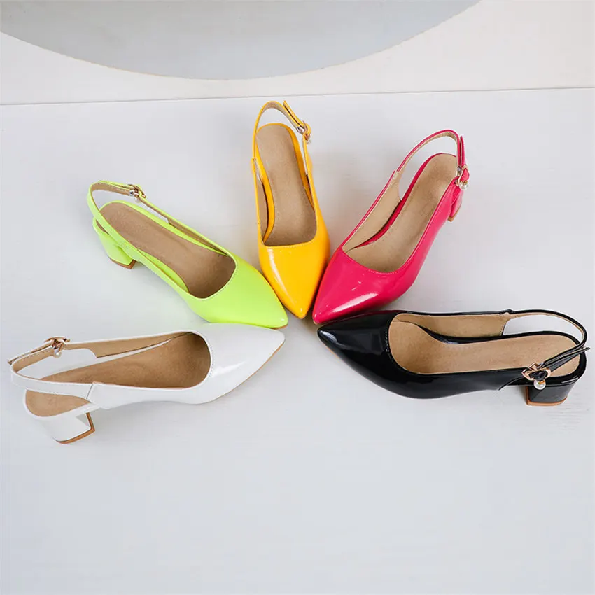 Sgesvier Wholesale Big Size 50 Slingback High Heels Ladies Pointed Toe Single Shoes Thick Heels Dress Party Shoes Women Pumps