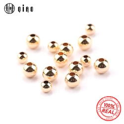 2-4MM 14K 골드 채워진 비즈 14K 골드 주얼리 재료 액세서리 팔찌 및 목걸이 제작을 위한 부드러운 주얼리 비즈, 10 개