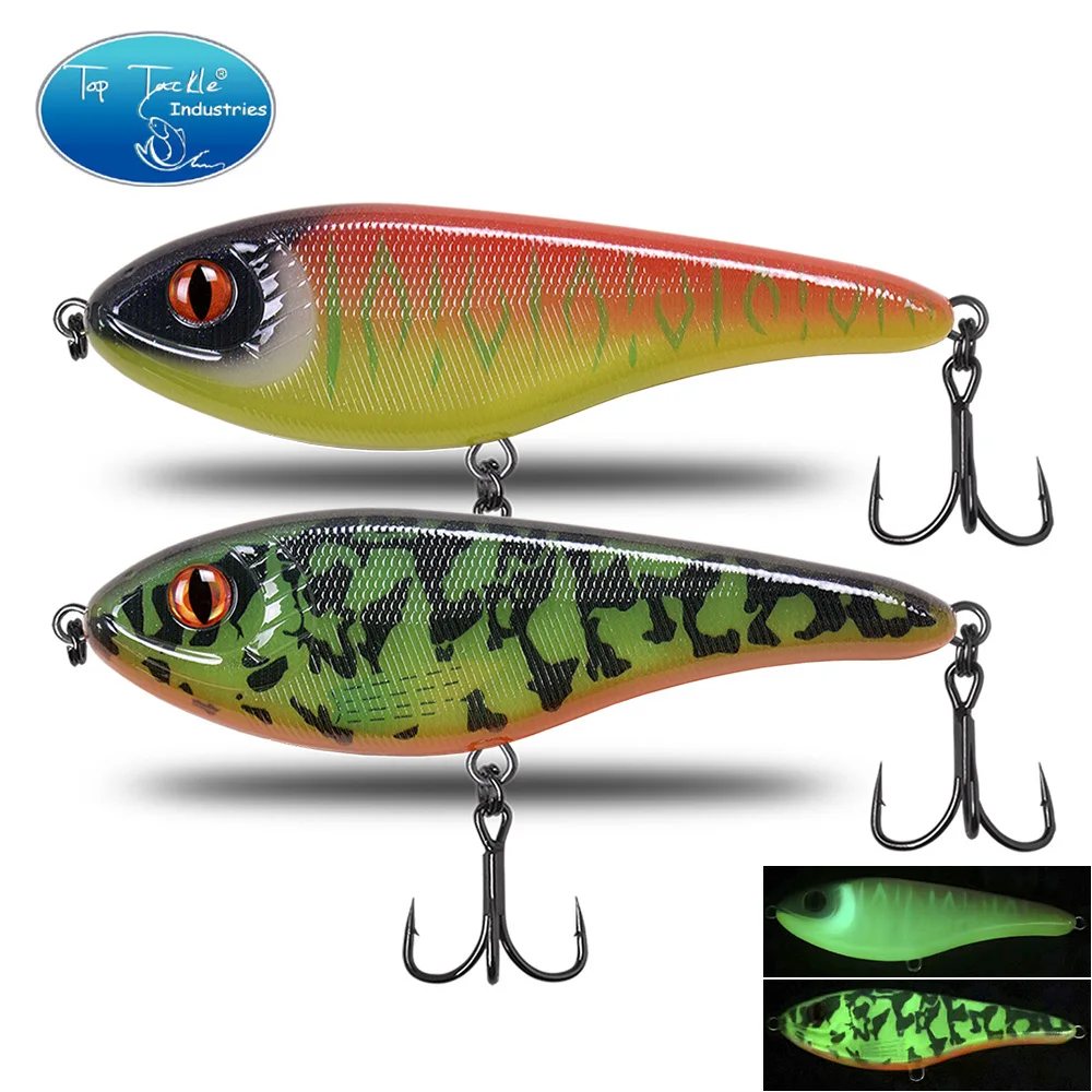 CF  Luminous Fishing Lure Slow Sinking Jerkbait 68mm/78mm/90mm/105mm Musky Pike Slider Bass