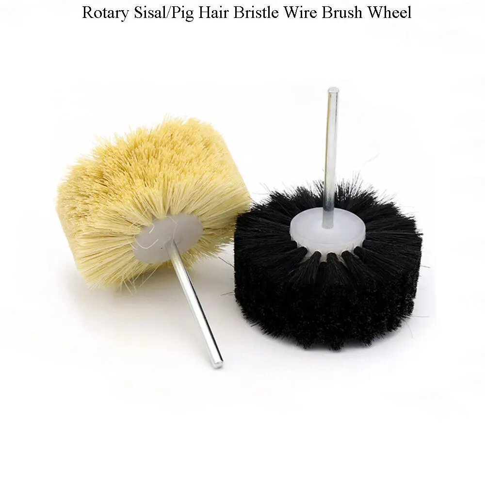 4 ''100mm rotante Sisal/maiale capelli setola spazzola ruota 1/4'' gambo per trapano