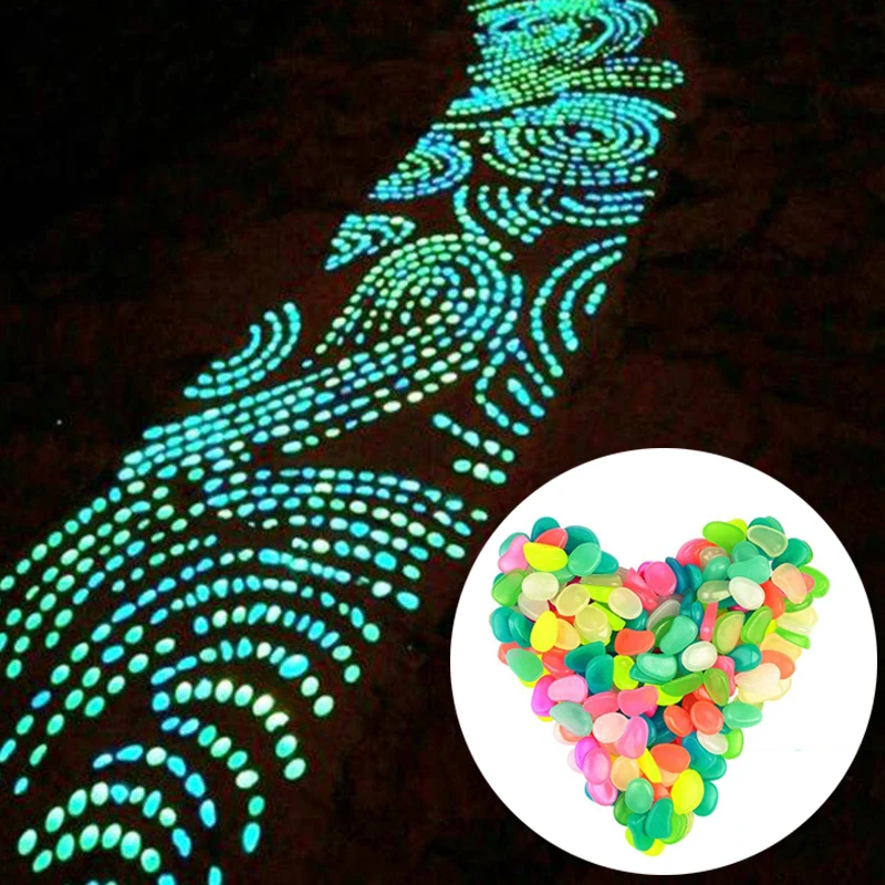 50/200Pcs Glow In The Dark Garden Pebbles Stones Rocks for Walkways Garden Path Patio Lawn Garden Yard Decor Luminous stones