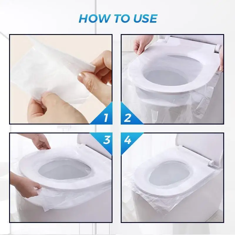 50Pcs Disposable Toilet Seat Cover Mat Portable 100% Waterproof Safety Toilet Seat Pad For Travel/Camping Bathroom Accessiories