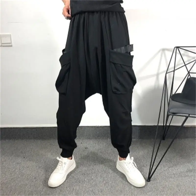 

Fall new style male personality ribbon decoration hanging file Harun original dark wind loose pants fashion