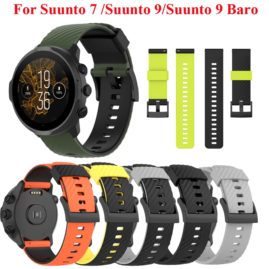 24mm Silicone Watch Strap For Suunto 7 9 Spartan Sport Belt Wristbands for Suunto 9 baro/sport baro Watchband Bracelet Correa