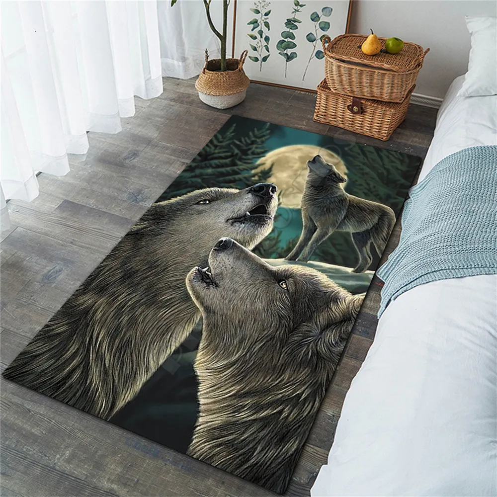 Moon Wolf Area Rug 3D All Over Printed Non-slip Mat Dining Room Living Room Soft Bedroom Carpet 10