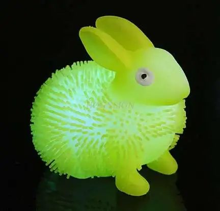 Glowing Flashing Hairy Ball Luminous Bunny Fur Ball Venting Elastic Ball Children Gift Toy 2021