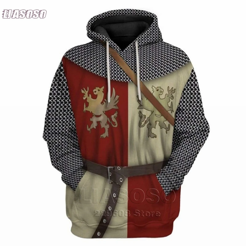 LIASOSO The New Hoodie Custom Retro medieval Polish Knight Apparel Harajuku Fashion Sweatshirt Unisex Cosplay Casual Zip Jacket