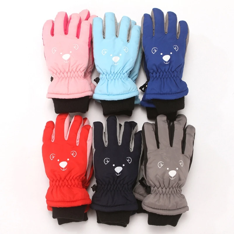 Children Cartoon Skiing Cycling Gloves Winter Waterproof Windproof Warm Baby Mittens for 3-6Y Boys Girls  Outdoor Sports Gloves