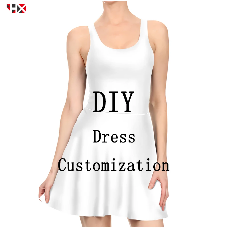 Sexy Dress Women 3D Print DIY Personalized Design Pleated Dress Own Image/Photo/Star/Singer/Anime Ladies Casual Dresses S518