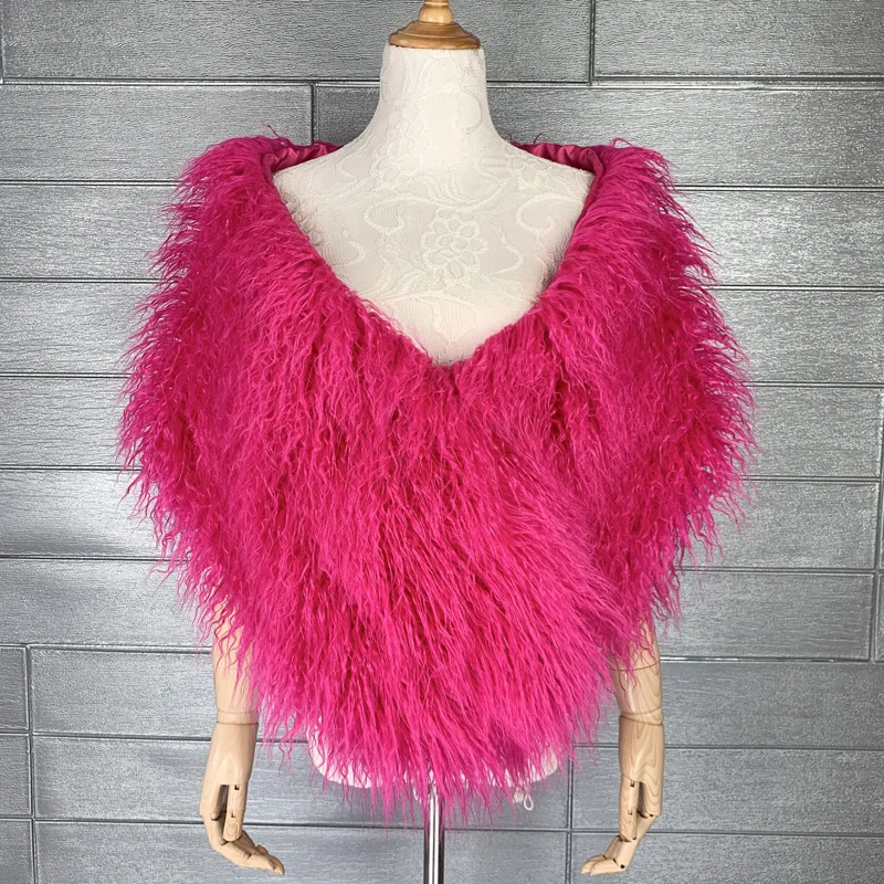 Beach wool long hair bridal fur shawl nightclub imitation fur bridesmaid cape hair dress vest