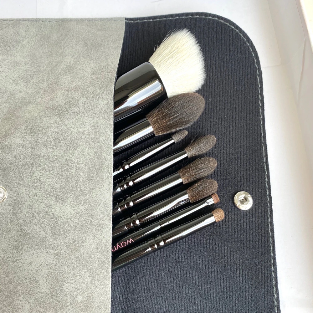 WG The Collection Makeup Brushes Set - 8-Pcs - Soft Nautral Hair Foundation Powder Cheek Eye Shadow Liner Cosmetics Brush Kit