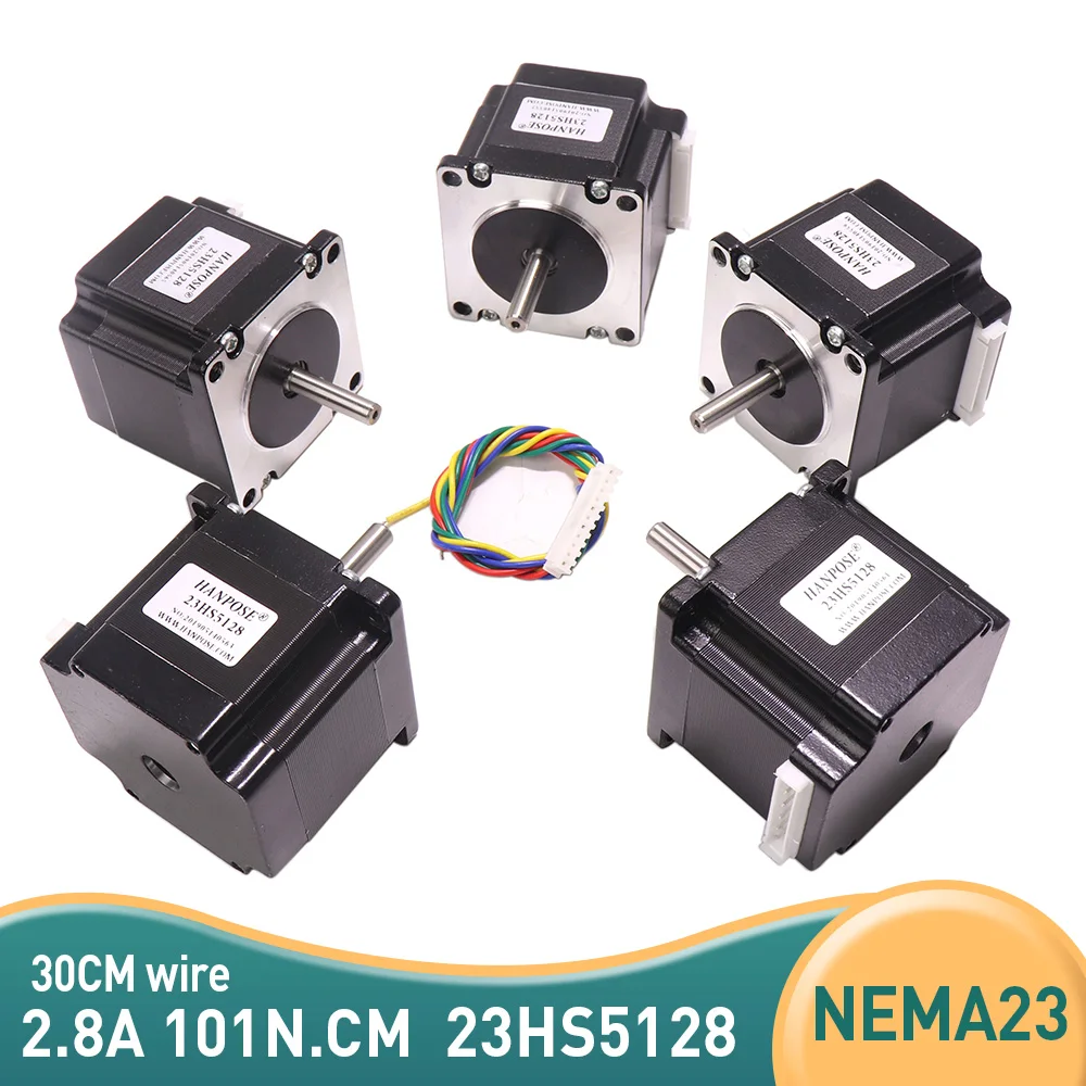 

5pcs NEMA23 Stepper Motor 1.8 Degrees Hybrid 23HS5128 57 Stepping Motor 24V Two Phase 51mm 101N.cm 2.8A Step Motor for 3d CNC