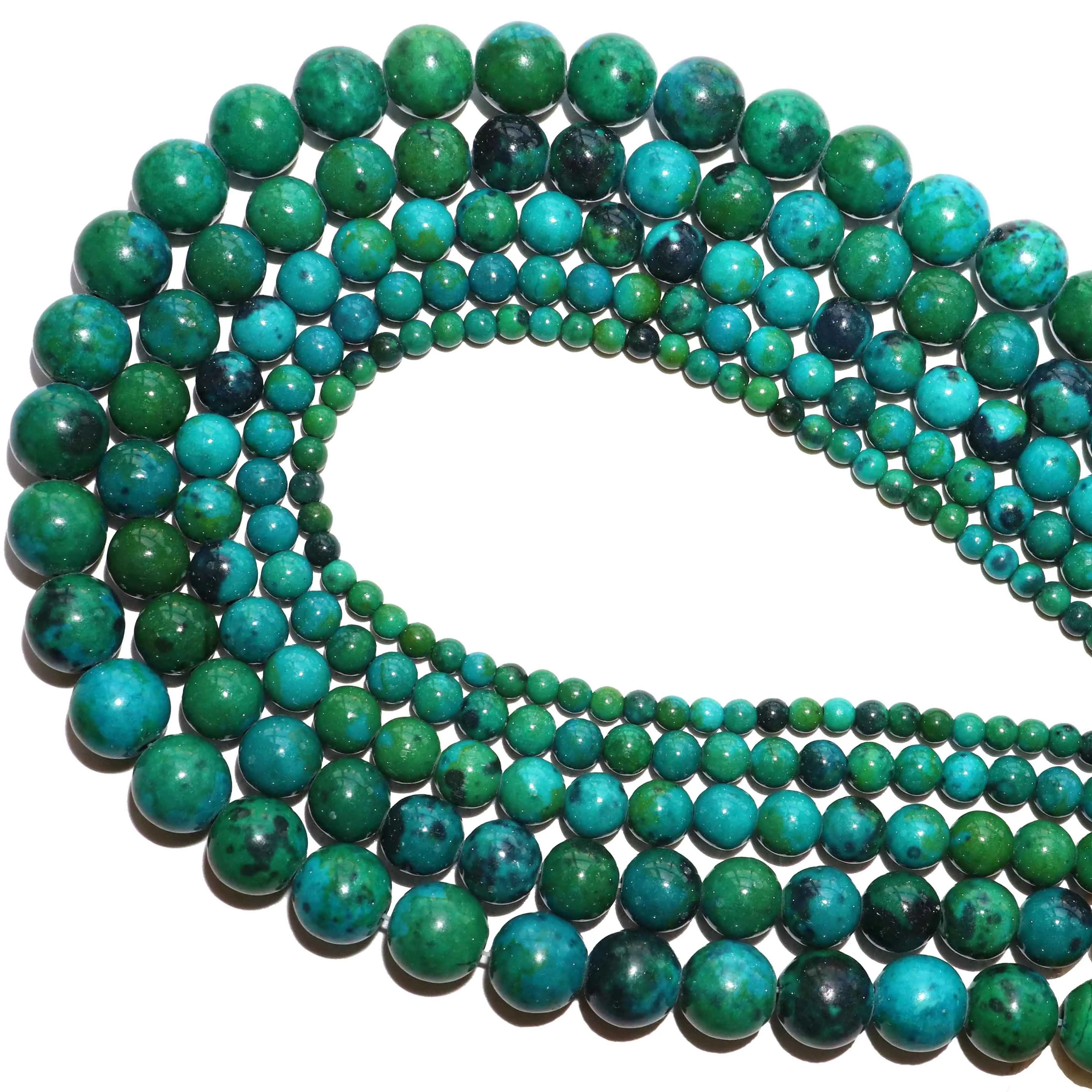 Natural Stone Chrysocolla Round Spacer Beads For Jewelry Making Charm DIY Bracelets Necklace Accessories 3 4 6 8 10 12mm