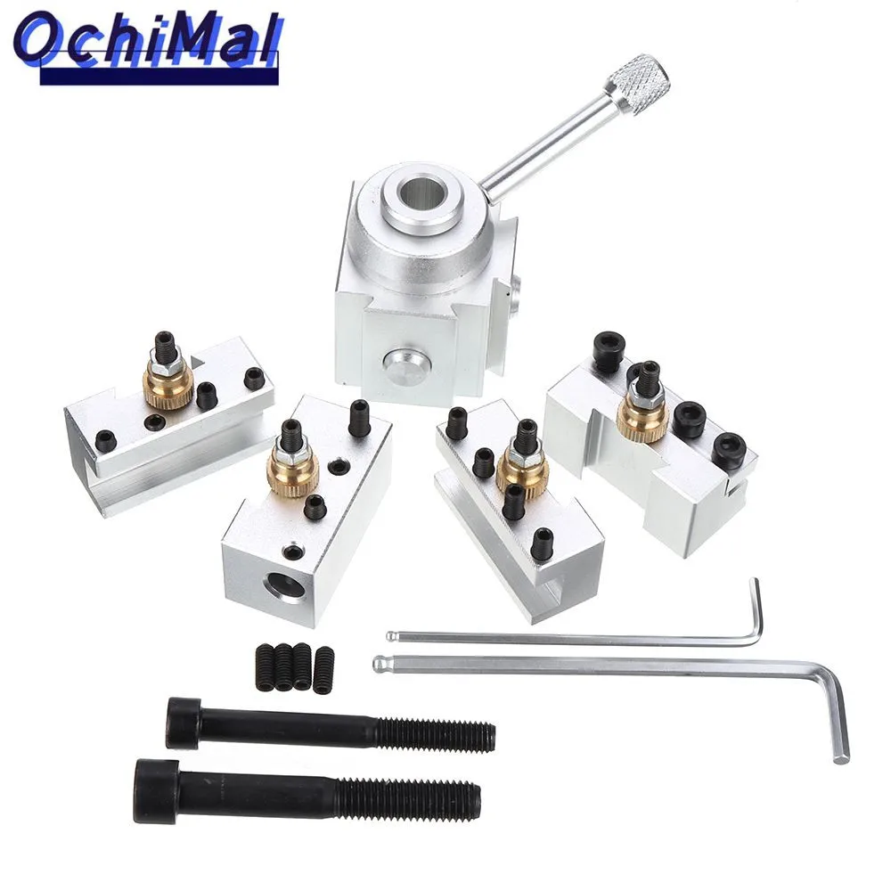 Upgraded Aluminum Alloy Silver Quick Change Post Holder Set Boring Bar Turning Tool Holder For CNC Mini Lathe