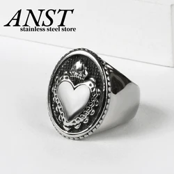 Vintage Heart&Cut & Cross Symbols Stainless Steel Mens Women Rings Simple for Boyfriend Jewelry Creativity Party Couple Gift