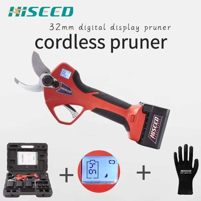 HISEED User Friendly Electric Pruning Shears Lithium Battery Cordless Cutting Scissors Pruner