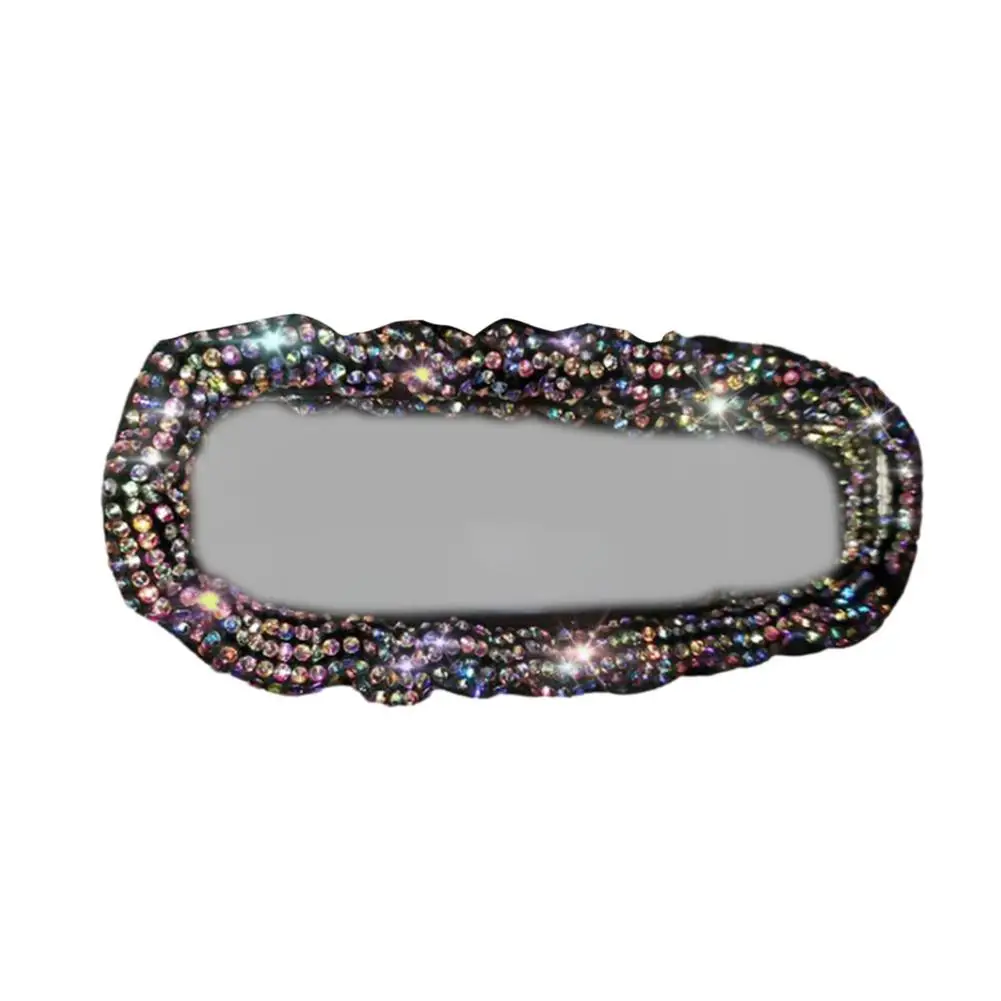 Glitter Rearview Mirror Cover Bling Rhinestone Car Rear View Mirror Crystal Rhinestone Shining Elastic Plush Decorative Rearvi