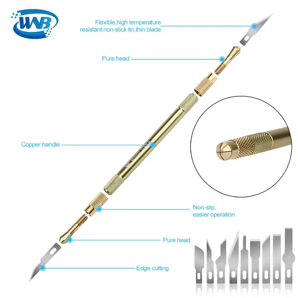 WNB lame rigide sottili in acciaio inossidabile opere d'arte coltello per bisturi in metallo antiscivolo taglio fai da te CPU BGA PCB IC Chip processori strumento di riparazione