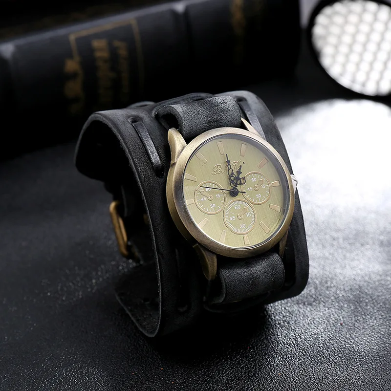 Men's Punk Retro Decorative Wide Strap Watch