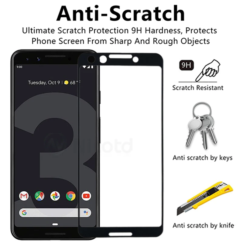 2PCS/Lot Tempered Glass Film For Google Pixel 3 Full Cover Screen Protector Glass For Google Pixel3 5.5\