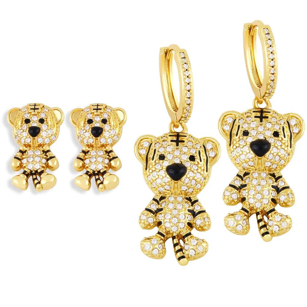 

2025 New Cute Tiger Earrings For Women High Quality 18K Gold Plate Ear Stud Chic Small Tiger Animal Jewelry Gifts