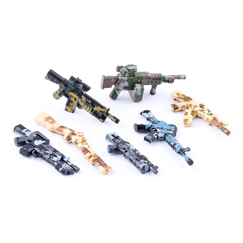 Military MOC Building Blocks Mini Bricks WW2 Camouflage Guns Weapons Army Solider Figures Accessories Kids Brain-training Toys