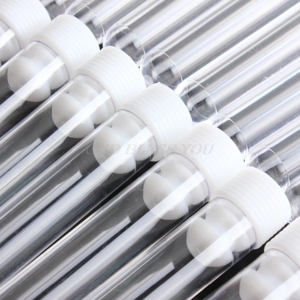 50Pcs/Set Plastic Test Tubes Transparent Test Tube 15x100mm Clear Plastic Vials Lab Test Tubes with  Stoppers 12ml