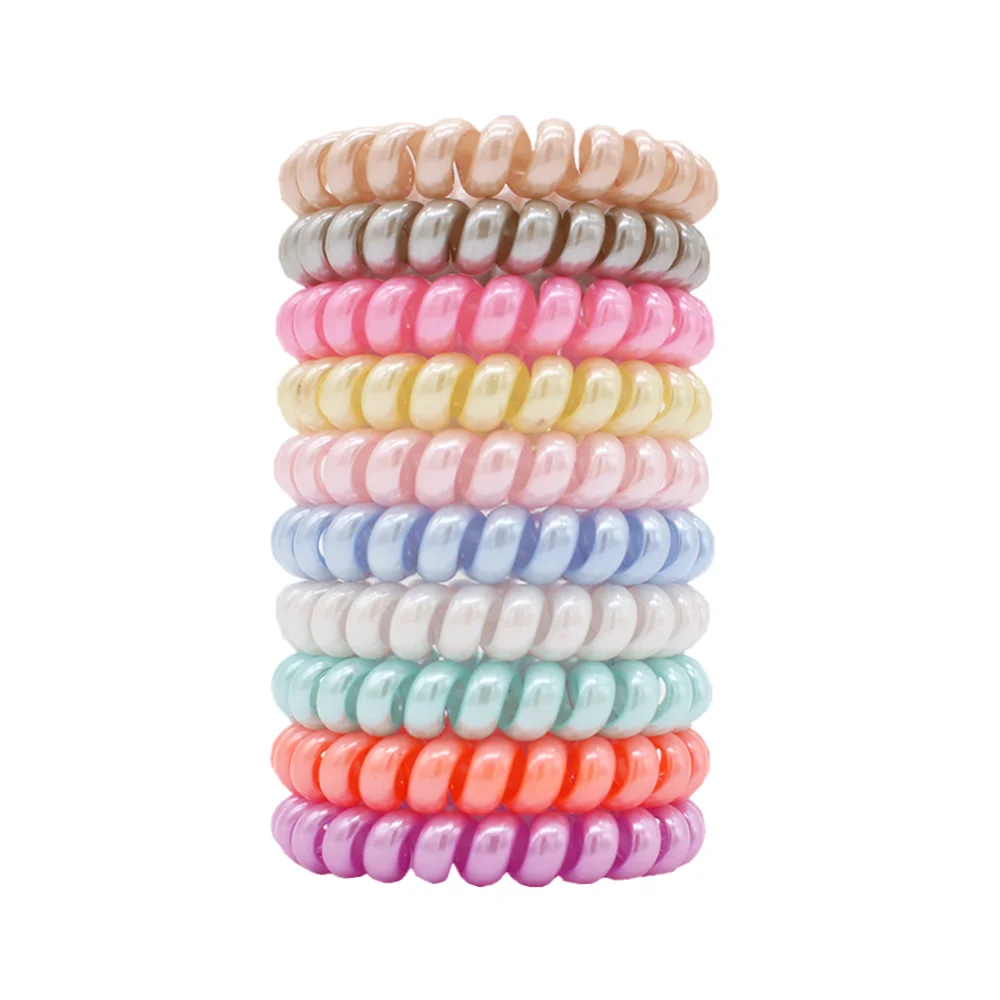 Candy Colors Elastic Telephone Wire Thin Hair Bands Cute Colors Stretch Plastic Rubber Bands Hair Ties Scrunchies