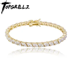 TOPGRILLZ 5mm Tennis Chain Bracelet High Quality Triangular Iced Out Cubic Zirconia Hip Hop Charm Fashion Jewelry For Women