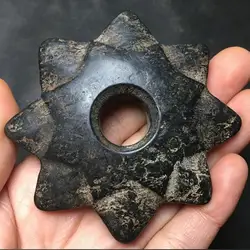 Hongshan culture antique jade black iron meteorite octagonal statue Handle piece folk art collection crafts