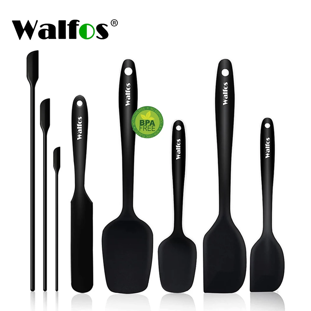 Walfos Food Grade Non Stick Butter Cooking Silicone Spatula Set Heat Resistant Kitchen Silicone Scraper Spatulas & Mini Spatulas