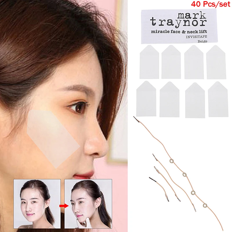 40 Pcs Invisible Face Lifting Tape Invisible V-Line Patch Bands Kit Thin Facial Stickers  wrinkles removal Face Lifting Patch