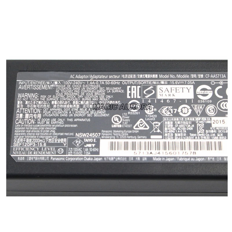 Imagem -02 - Original 15.6v 7.05a Cf-aa5713a Adaptador ac Carregador para Panasonic Toughbook Cf52 Cf-53 Cf-aa5713a m1 m3 m5 Cf-aa5713a2e