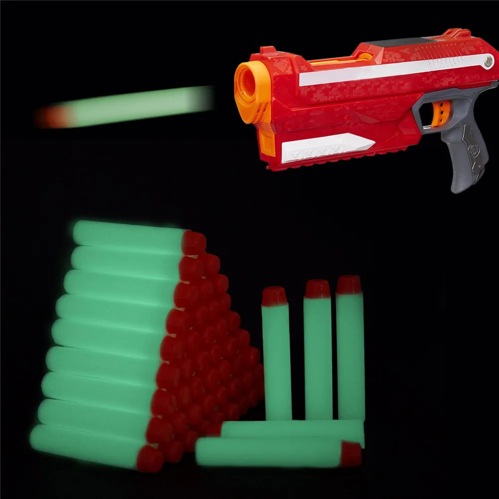 White Glow in the Dark Soft Refill Bullet Replacement Foam Luminous Bullet For Nerf Toy Gun Elite Series Soft Hole Bullets Darts