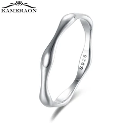 KAMERAON-Anillo de Plata de Ley 925 con ondas para hombre y mujer, joyería de estilo coreano, estilo Retro, joyería de fiesta Punk apilable, regalos