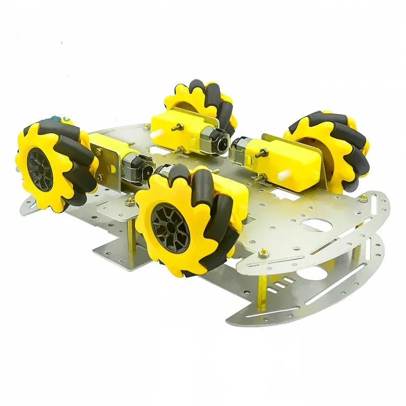 4WD DIY Ultrasonic Intelligent Obstacle Avoidance Smart Car Kit Mecanum Wheel Aluminum Alloy Trolley Chassis for Arduino