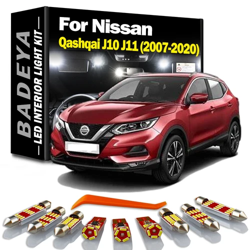 BADEYA Canbus 화이트 아이스 블루 LED 닛산 Qashqai J10 J11 (2007-2020) 에 대 한 외관 빛 키트 역방향 번호판 주차 램프 