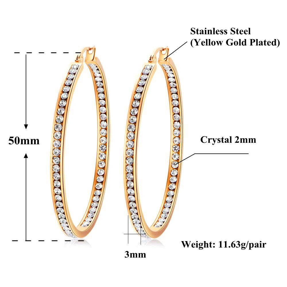 CiNily Silver Plated Gold/Blue Turquoise CZ Crystal Hoop Earrings for Women Stainless Steel Summer Party Jewelry Gift for Girls